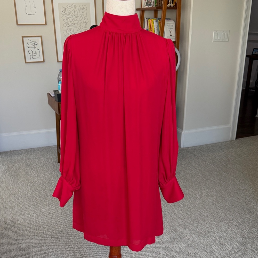 Nui Ruby High-Neck Long Sleeve Shift Dress